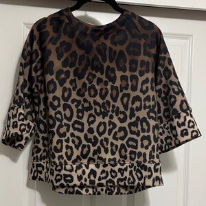 Tahari Brown and Black Leopard Print Boxy shirt size s